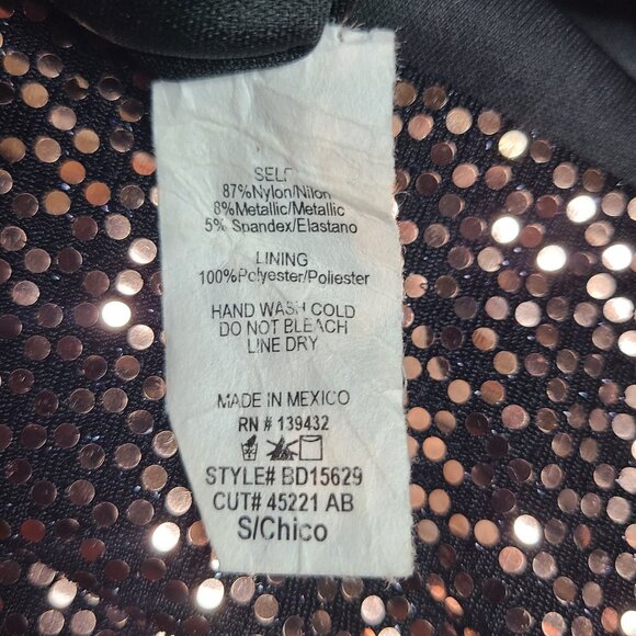 Paper Moon Bronze Sequin Cocktail Party Bodycon Mini Dress Size Small - Picture 5 of 7